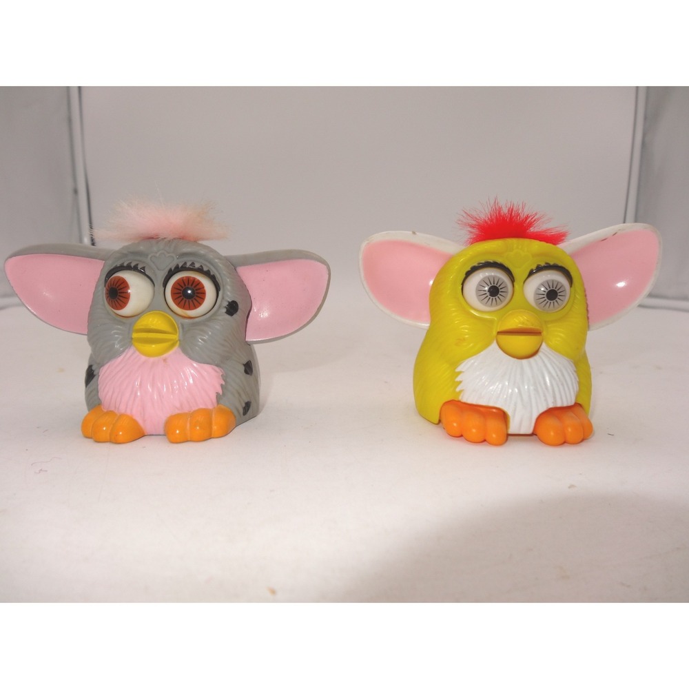 Vintage McDonald's Furby Happy Meal Toys Yellow and Gray Set 1999